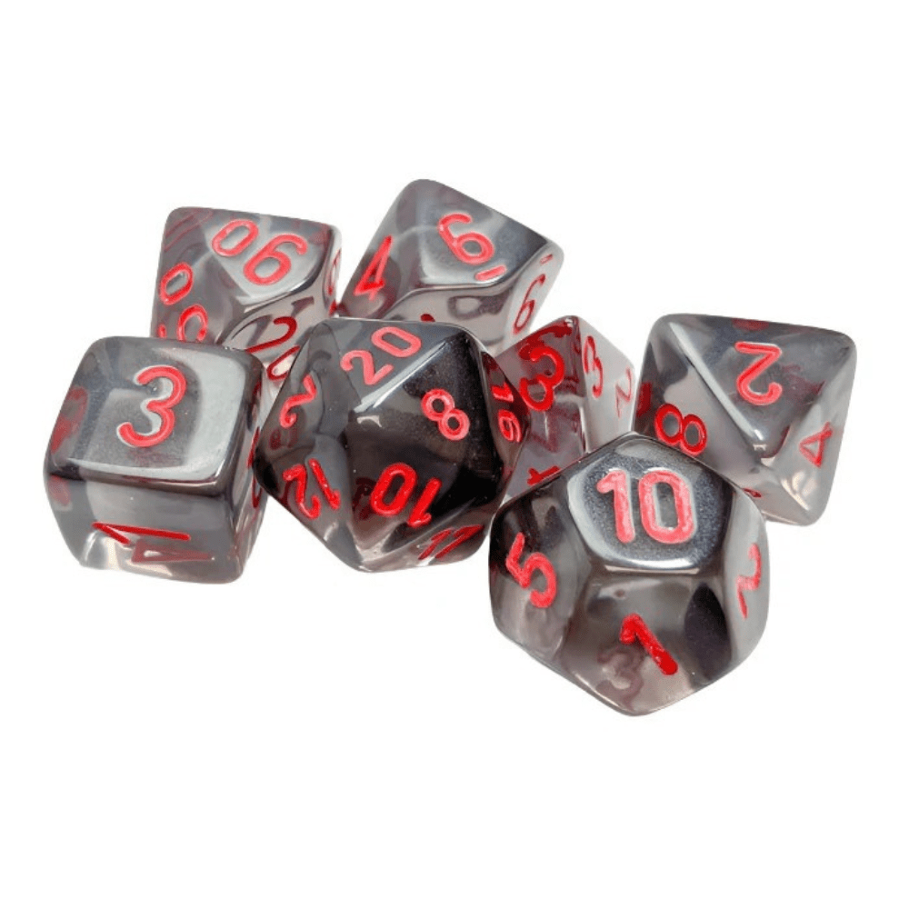 Chessex - Translucent Polyhedral 7 Dice Set - Smoke & Red