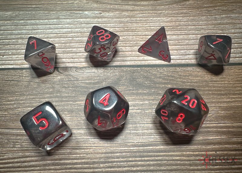 Chessex - Translucent Polyhedral 7 Dice Set - Smoke & Red