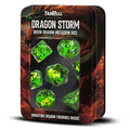 Fanroll - Dragon Storm Inclusion Resin Dice Set - Green Dragon